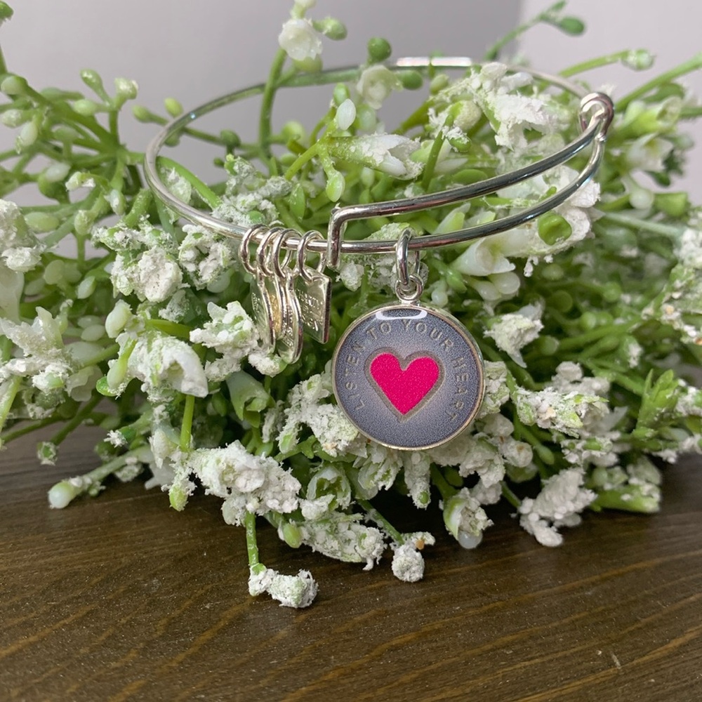 Alex And Ani Silver tone LISTEN TO YOUR HEART Expandable Charm Bracelet